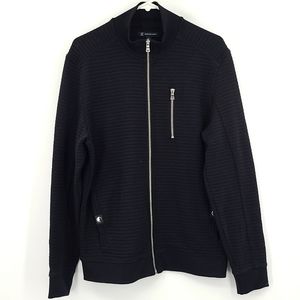 International Concepts Medium Black silver zippers ribbed zip up jacket pockets